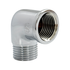 JOELHO 90° MACHO FEMEA BSP - 1/2" - LATAO CROMADO