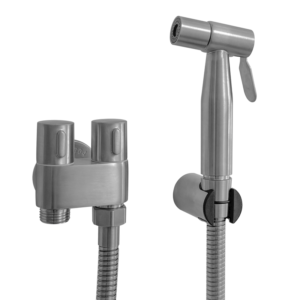 DUCHA HIGIENICA COM REGISTRO UNIVERSAL DUPLO E SUPORTE - 120 CM - INOX ESCOVADO