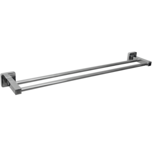 PORTA TOALHA DUPLO QUADRADO - 60 CM - INOX + ZAMAK CROMADO